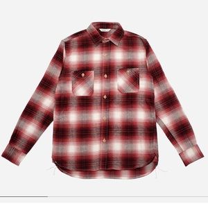 3Sixteen Utility Shirt In Red Brushed Flannel